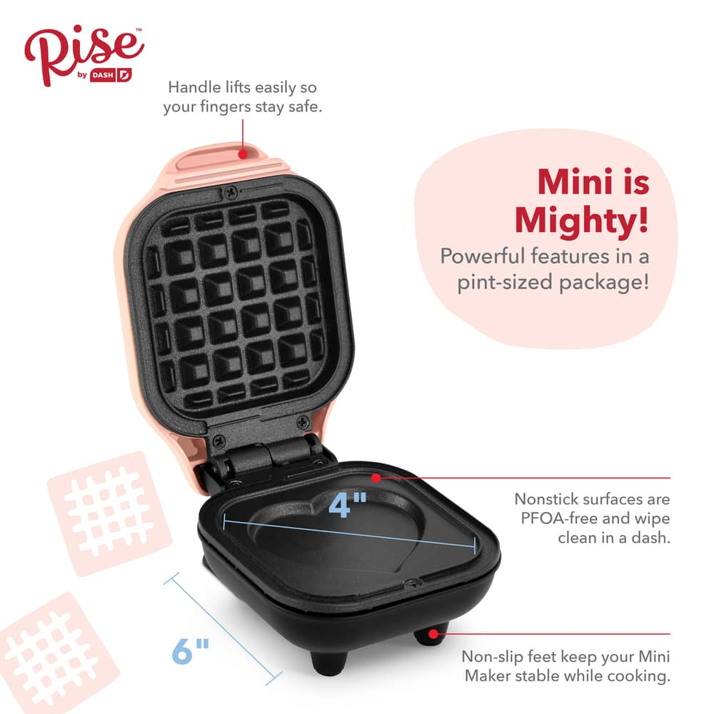 dash mini heart waffle maker pink