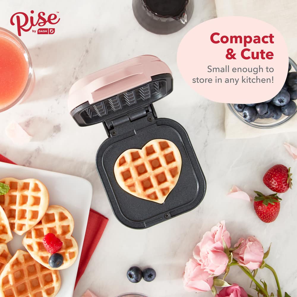 dash mini heart waffle maker pink