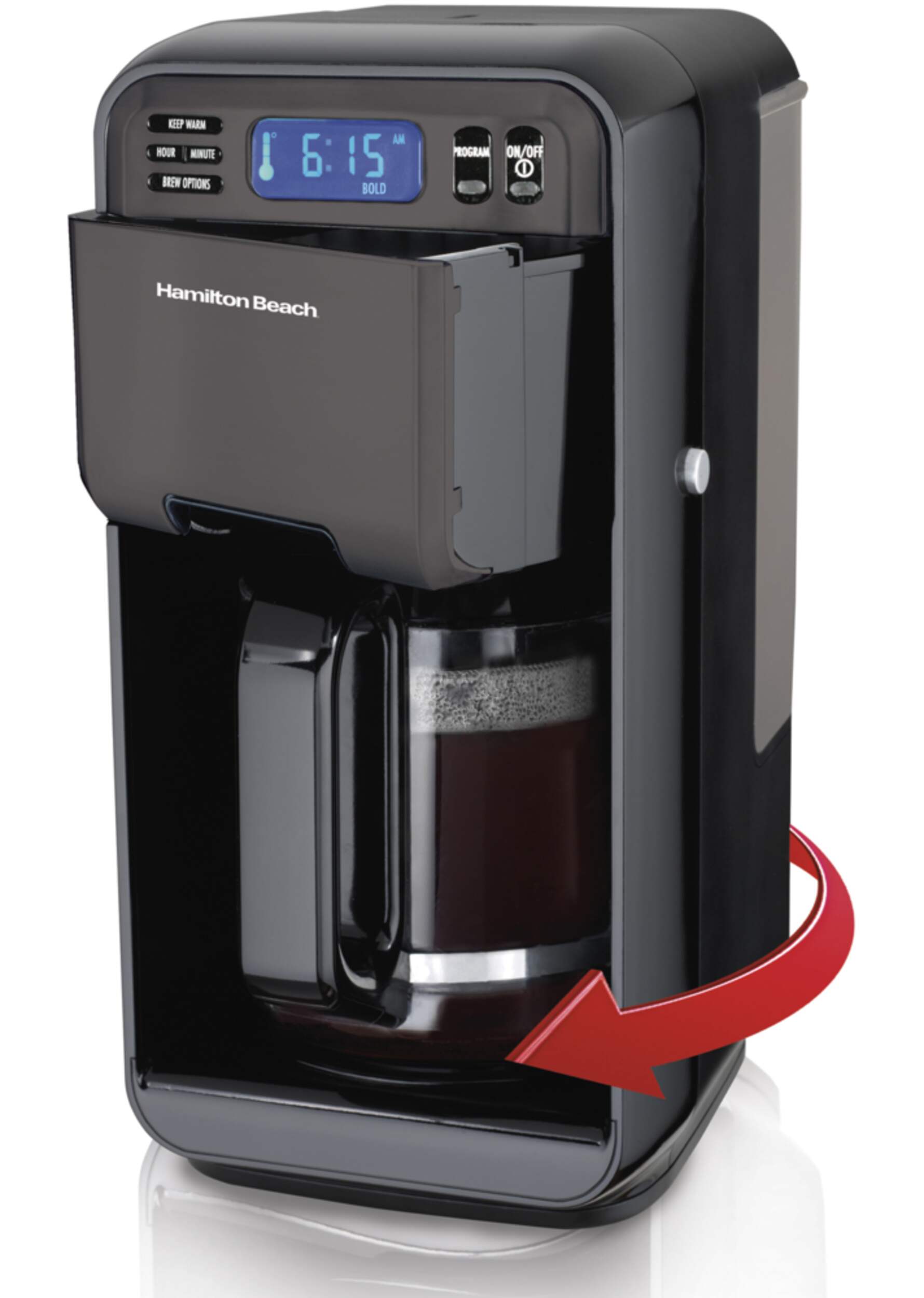 Hamilton Beach Elite Programmable Coffee Maker, Stainless Steel, Black, 12 Cups Canadian Tire