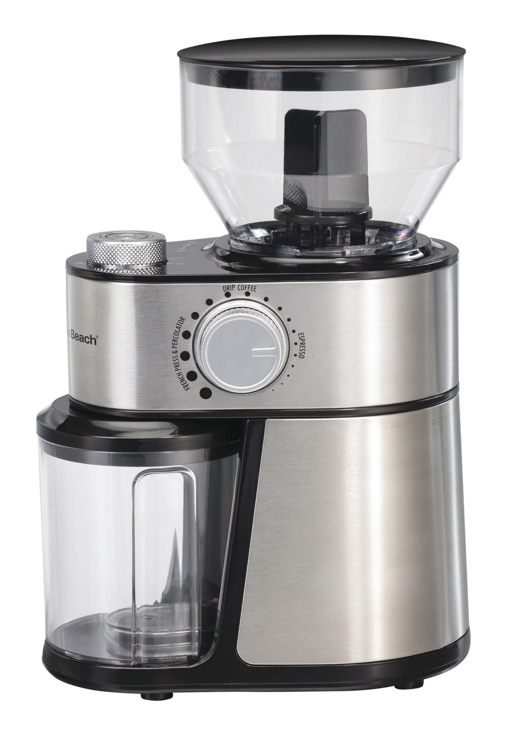 Hamilton Beach Adjustable Burr Coffee Grinder, 14-Cup Front_Angled_Left