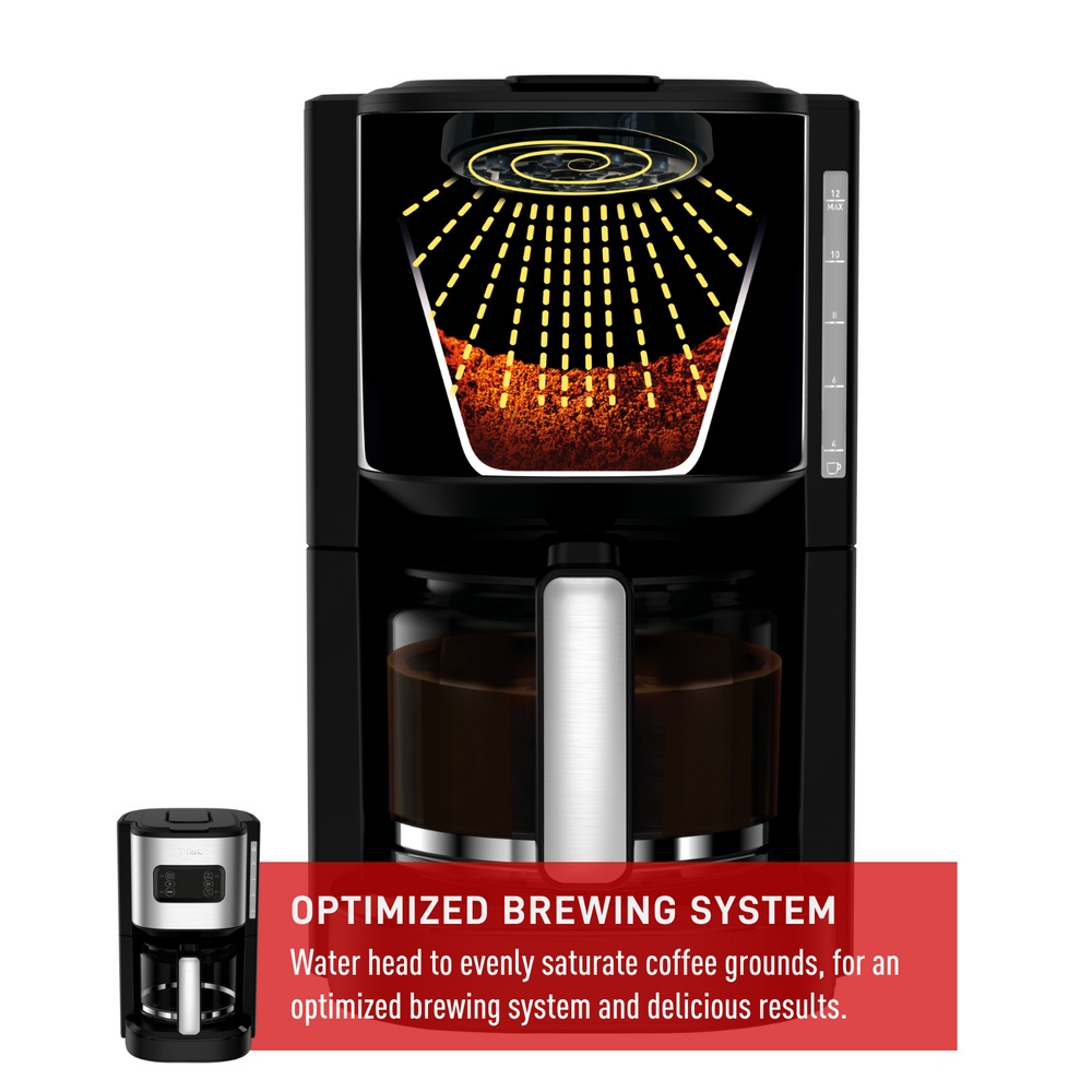 Tfal Element Filter Coffee Maker, 1.8L, 12 Cups, Stainless Steel
