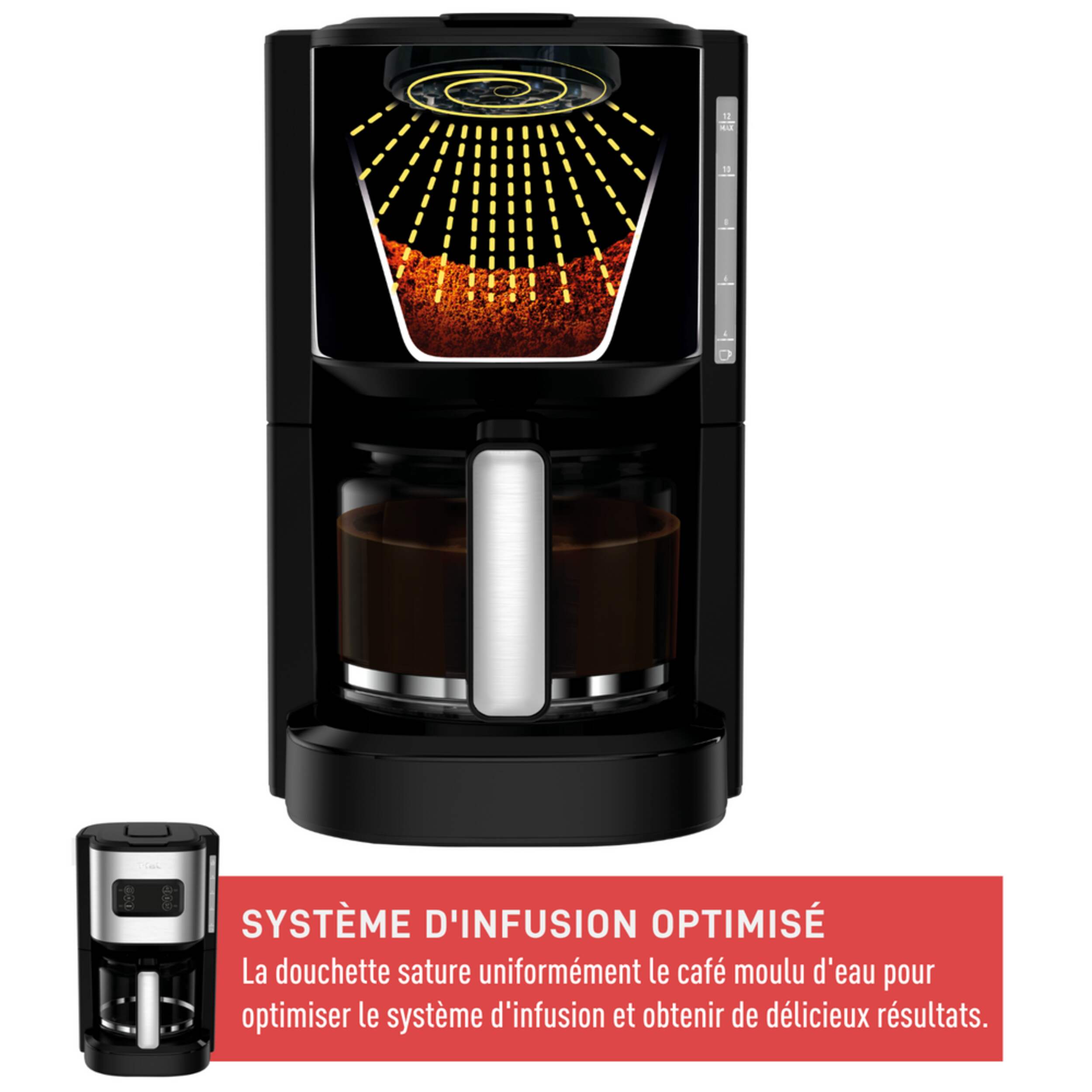 Cafetière à filtre TFal Element, 1,8 L, 12 tasses, acier inoxydable Canadian Tire