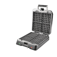 Heritage The Rock Square, Non-Stick Waffle Maker, Black Front_Three_Fourths_Angled_Left
