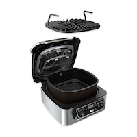 Ninja® Foodi™ 5-in-1 Non-Stick Indoor Grill w/ Air Fryer, Stainless Steel, Black Front_Angled_Right