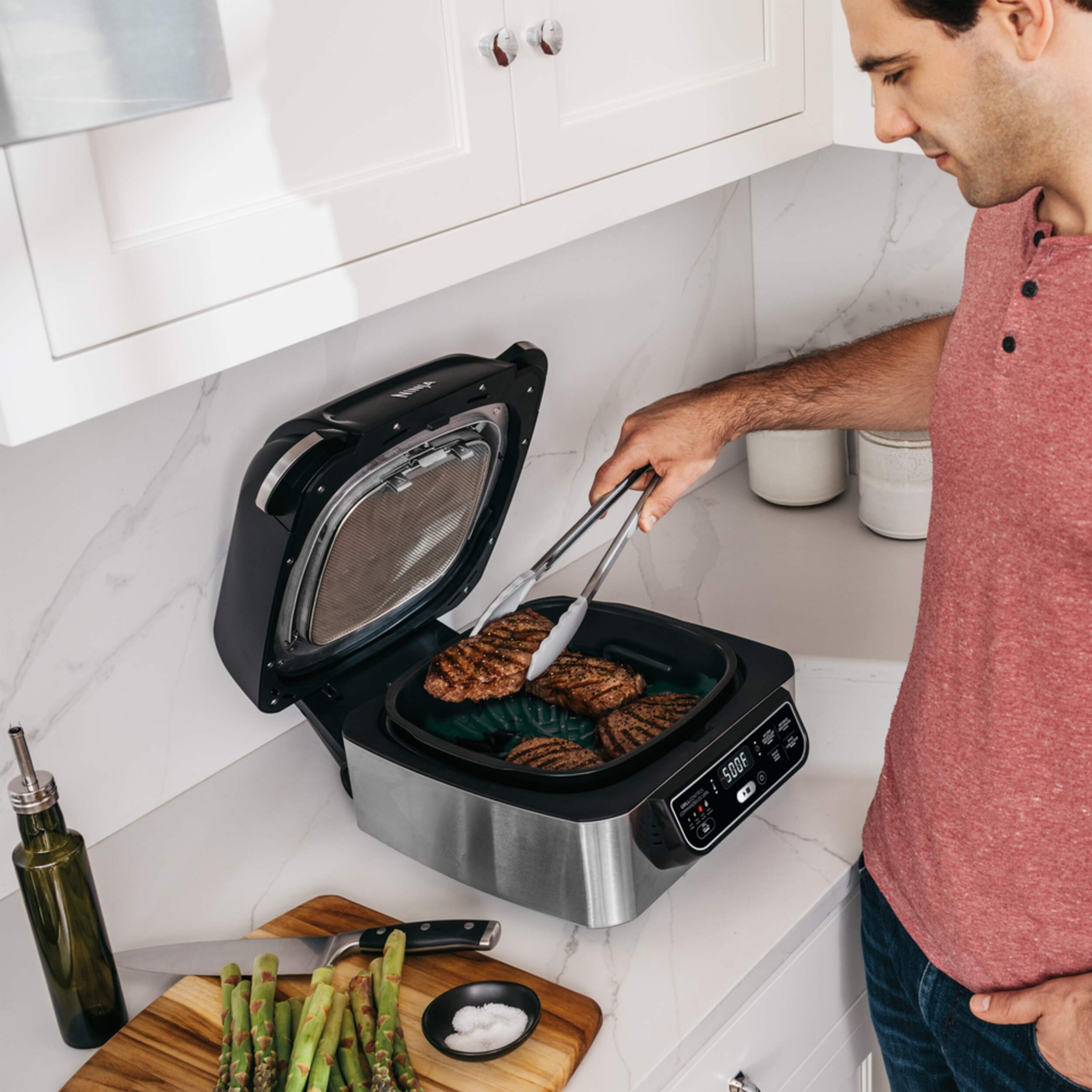 Ninja® Foodi™ 5-in-1 Non-stick Indoor Grill W  Air Fryer, Stainless 