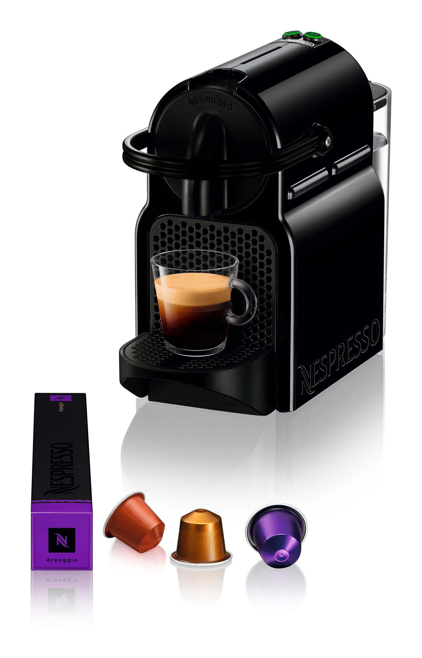 Nespresso Inissia Coffee Maker by DeLonghi, Black Front_Three_Fourths_Angled_Left