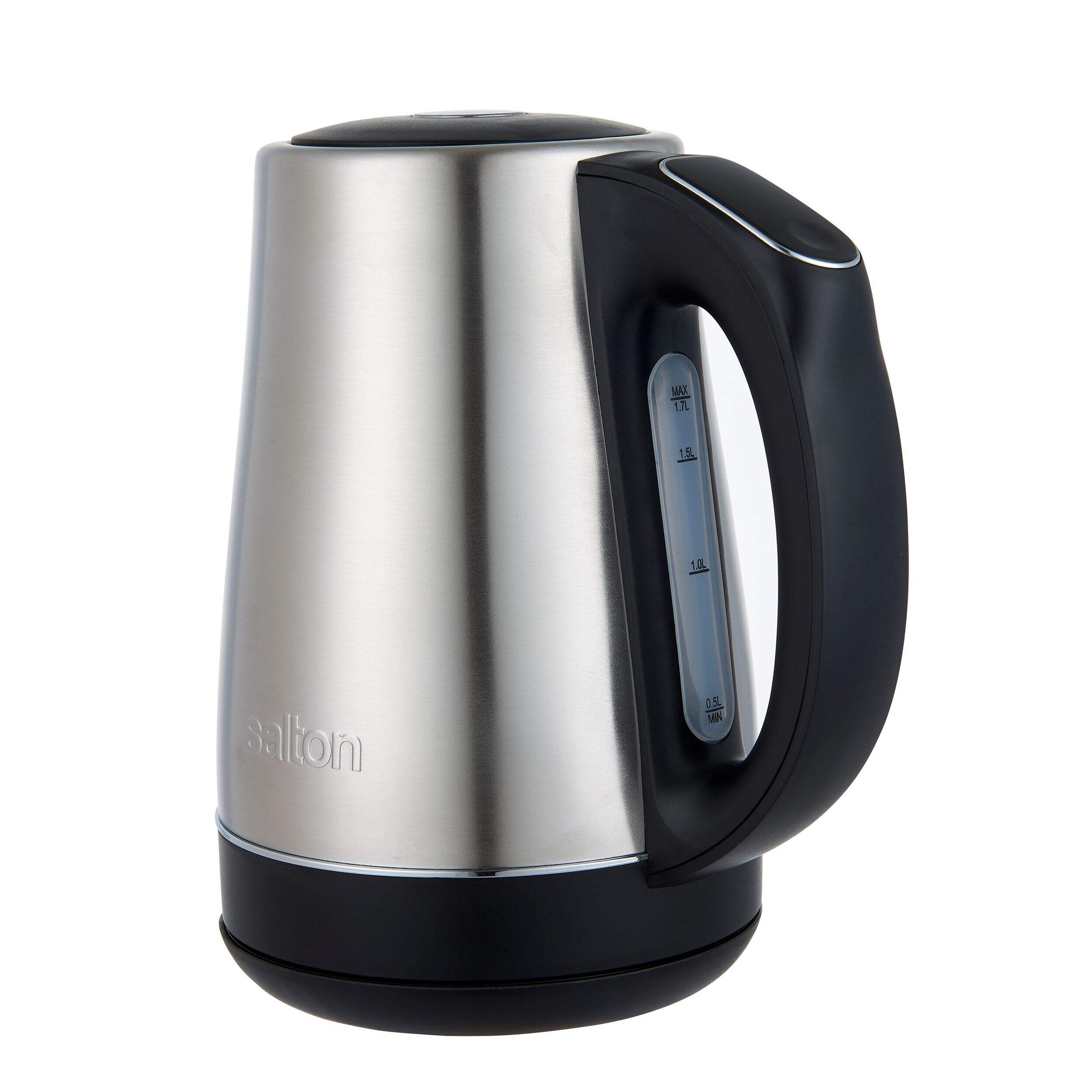 Salton Cordless Electric Kettle with Digital Display, Stainless Steel, 1.7-L Front_Three_Fourths_Angled_Right