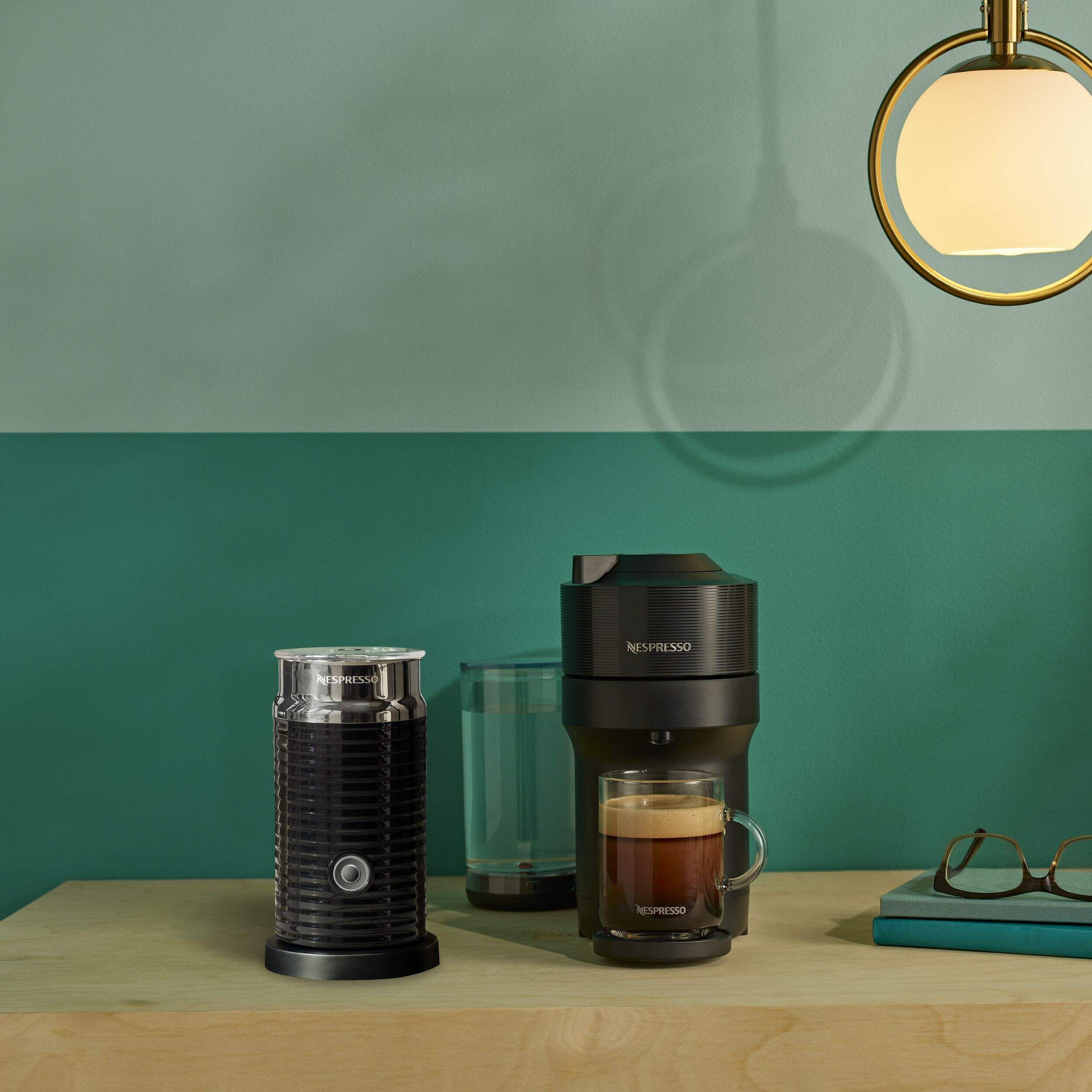 Nespresso Vertuo POP+ Coffee & Espresso Machine Bundle with Aeroccino, Black, 1-Cup Front_Flat