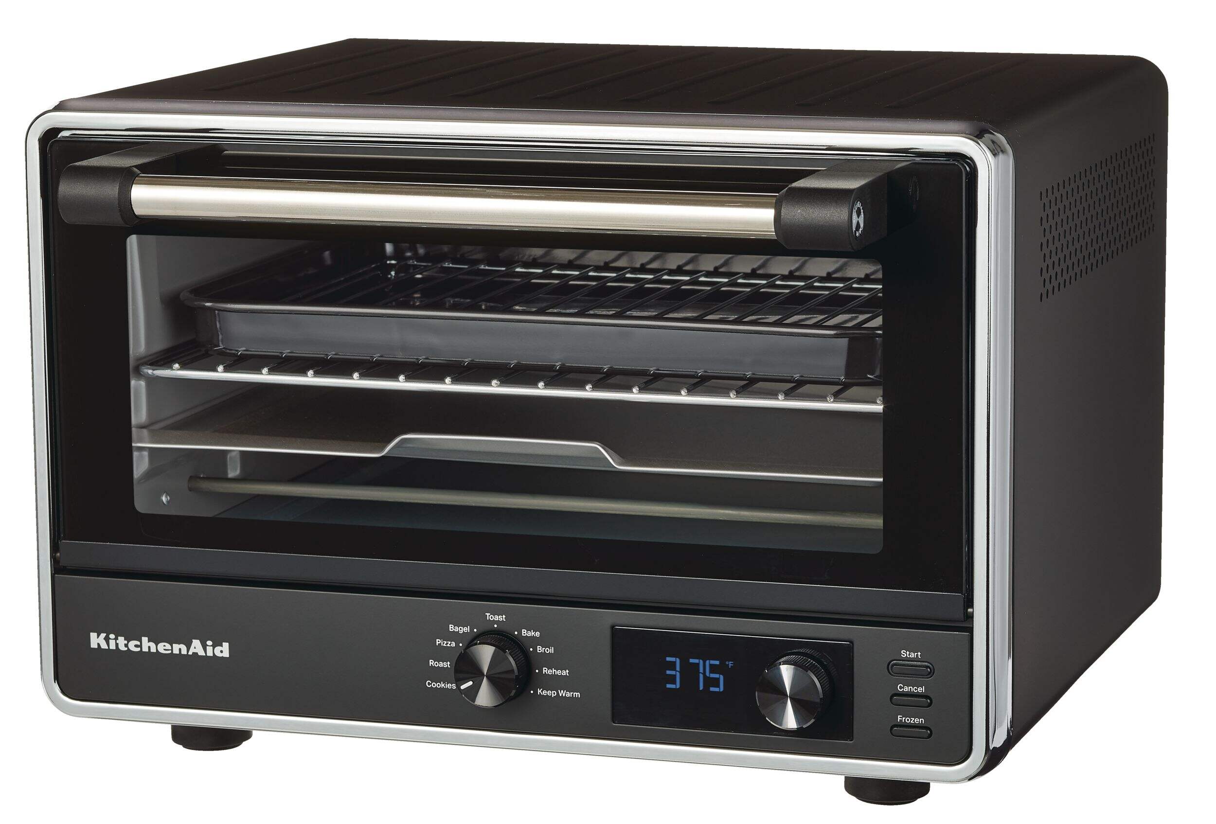 KitchenAid® Digital Toaster Oven w/ 9 Functions, Black Front_Three_Fourths_Angled_Left