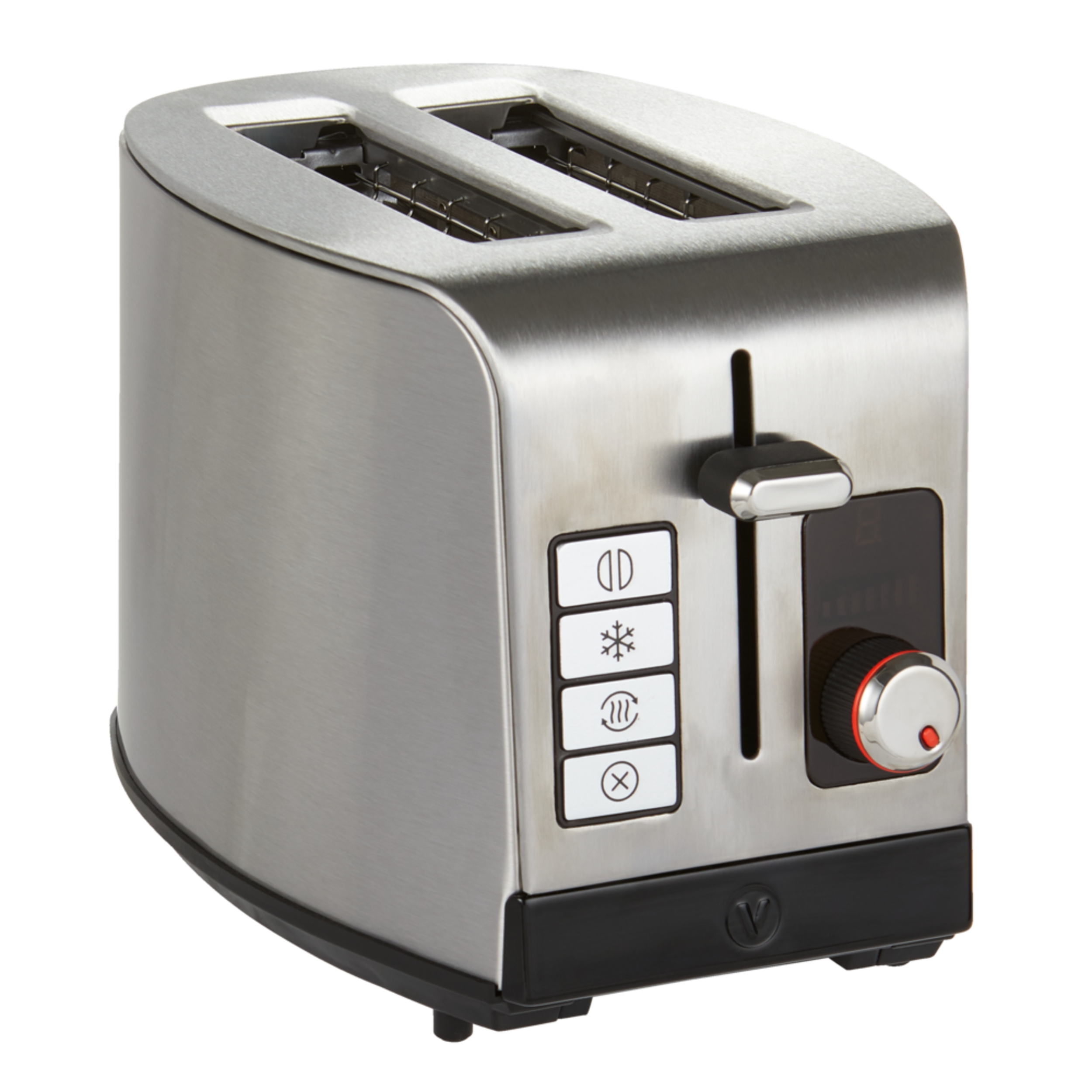 Vida by PADERNO Digital Stainless Steel Toaster, 2-Slice Front_Three_Fourths_Angled_Right