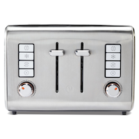 Vida by PADERNO Stainless Steel Toaster with 7 Settings, 4-Slices Front_Flat
