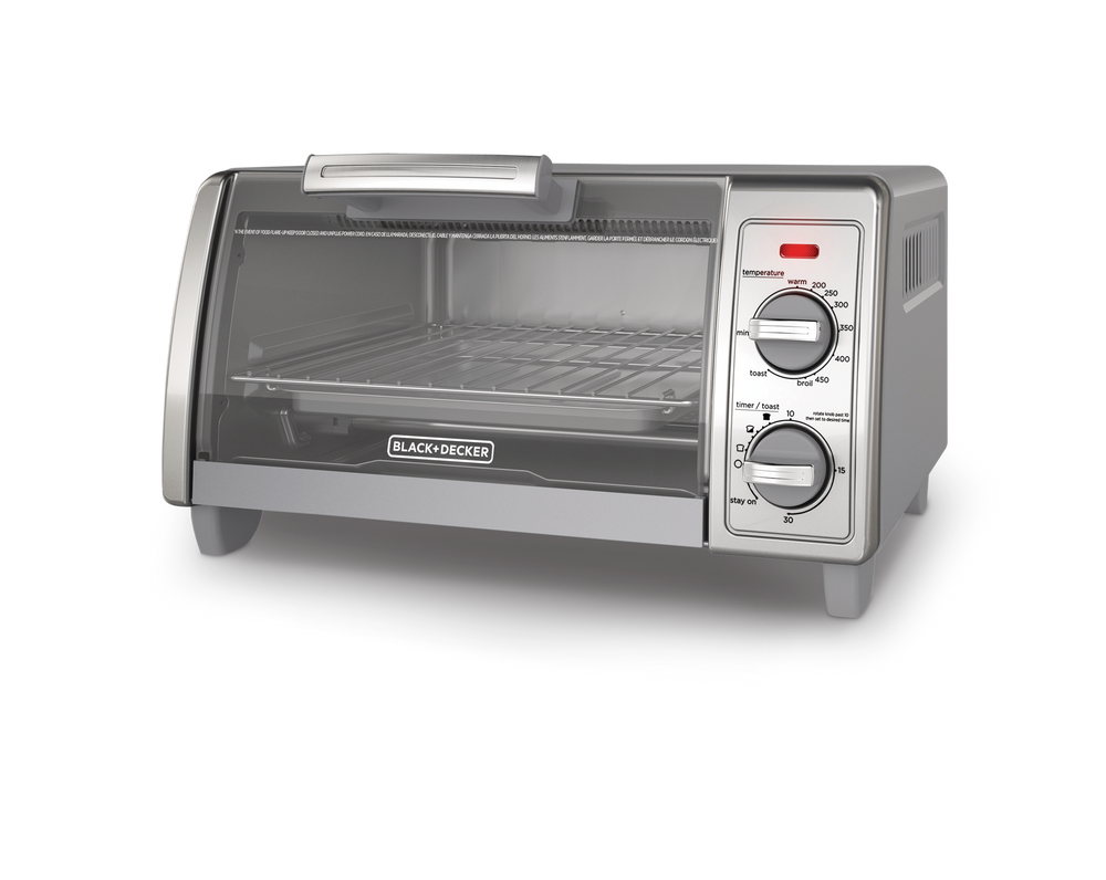 Silver TO1705SG BLACK+DECKER 4-Slice Toaster Oven with Easy Controls