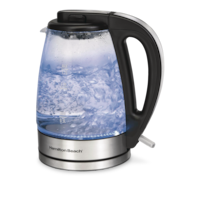 Hamilton Beach Cordless Electric Kettle w/ Auto Shut Off & Blue Light, Glass, 1.7L Front_Elevated