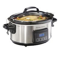 Hamilton Beach Elite Stay or Go™ Slow Cooker, Stainless Steel, 6qt Front_Angled_Right
