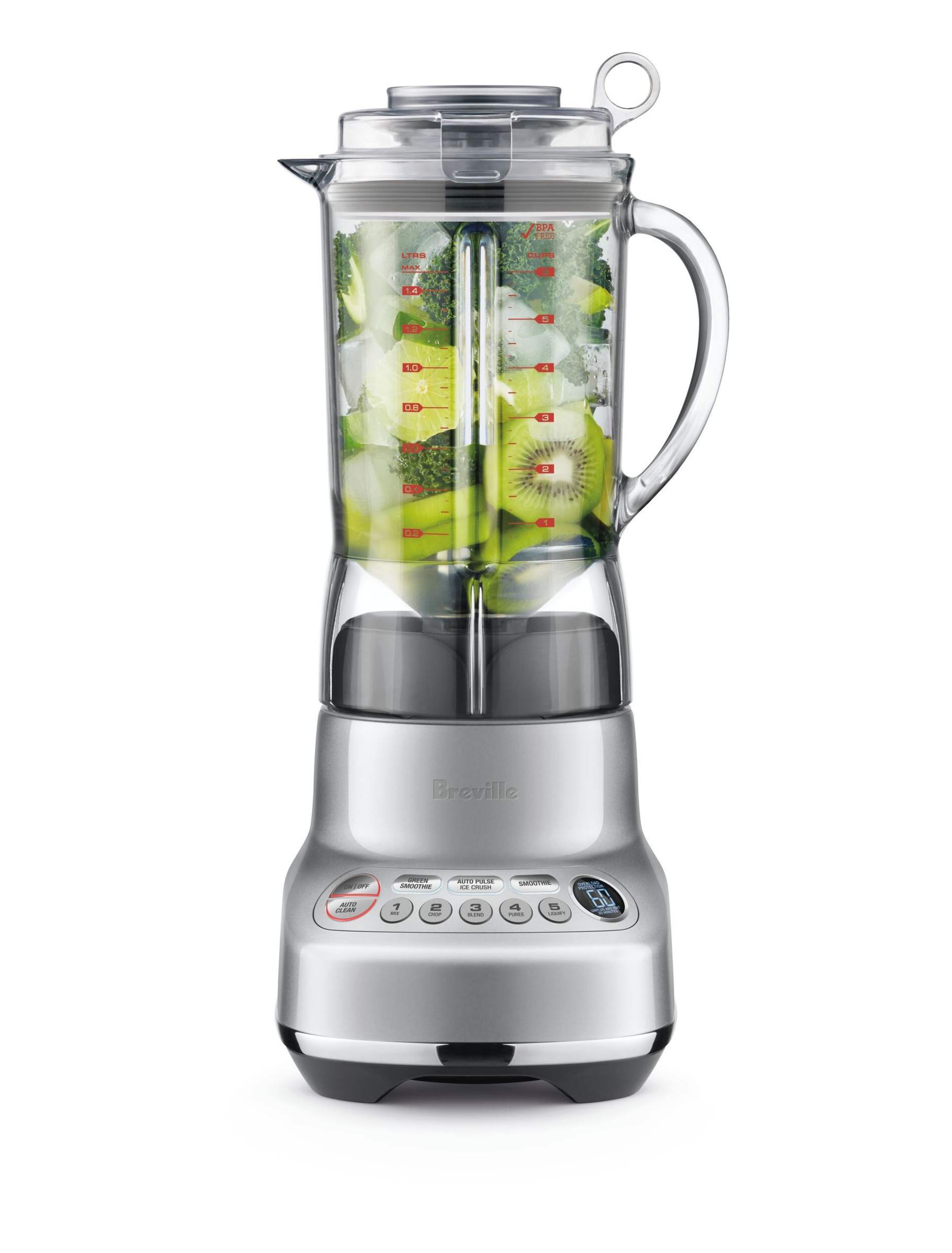 Breville Fresh & Furious™ Blender with LCD Display, Silver Front_Flat