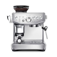 Breville Barista Express® Impress Espresso Machine with Grinder, Brushed Stainless Steel Front_Flat