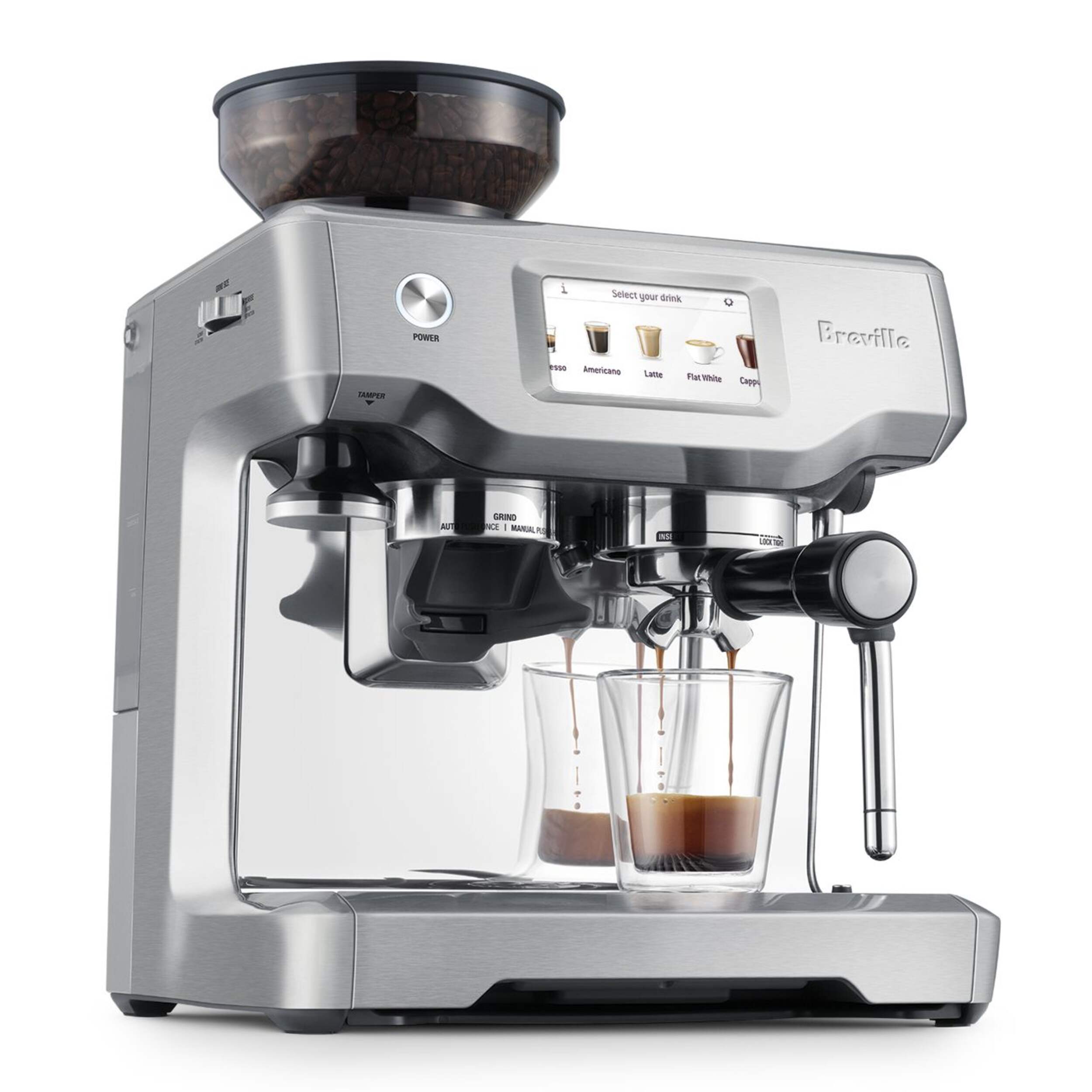 Breville Barista Touch™ Espresso Machine, Brushed Stainless Steel Front_Three_Fourths_Angled_Right