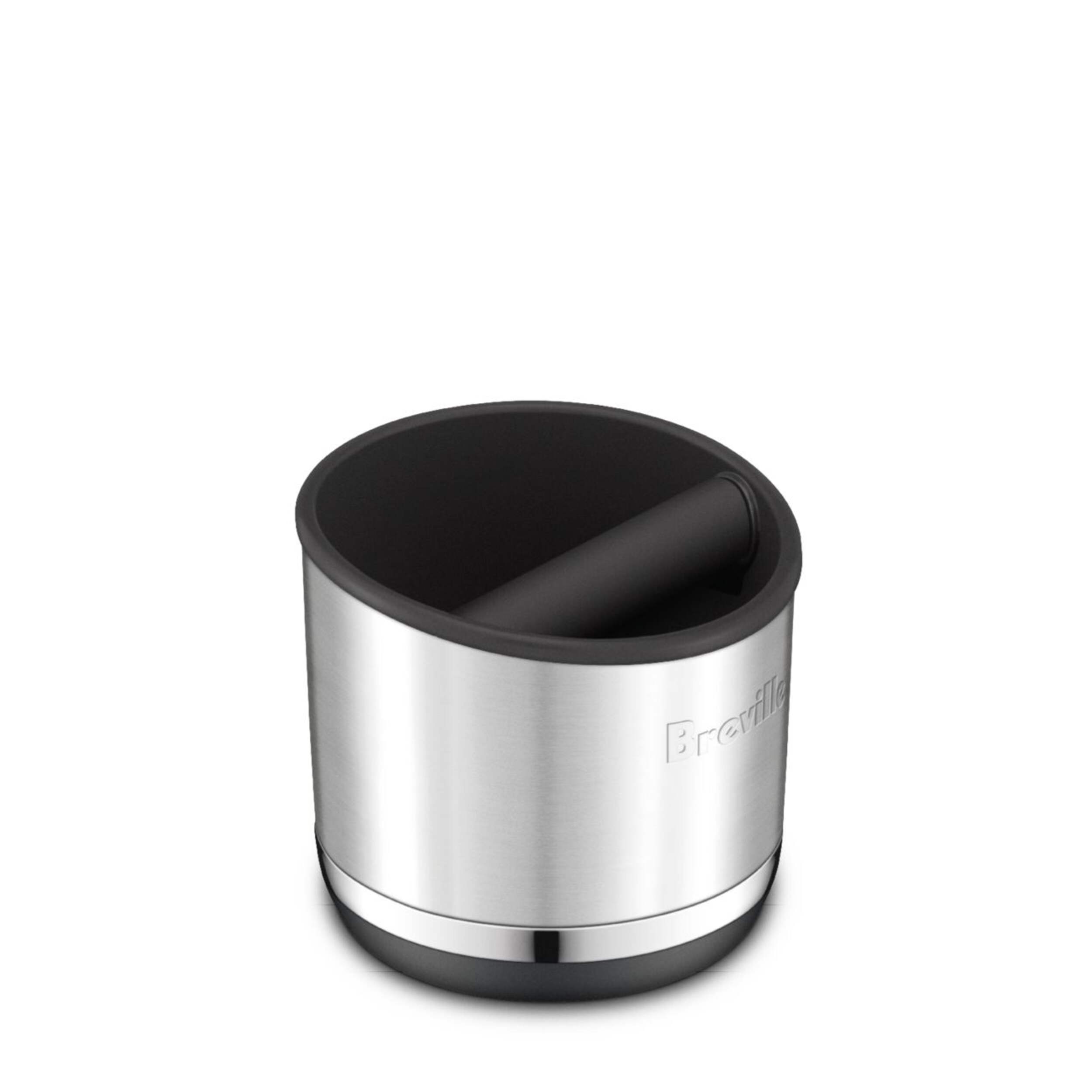 Breville Knock Box™ 10, Compact, Brushed Stainless Steel Front_Angled_Right