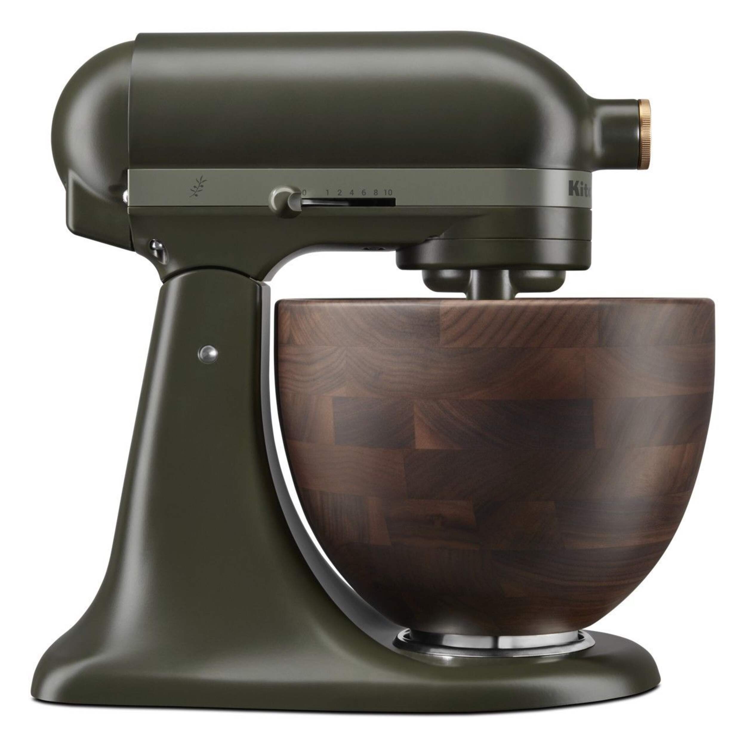 KITCHENAID Stand Mixer with Wooden Bowl, Evergreen Side_Right
