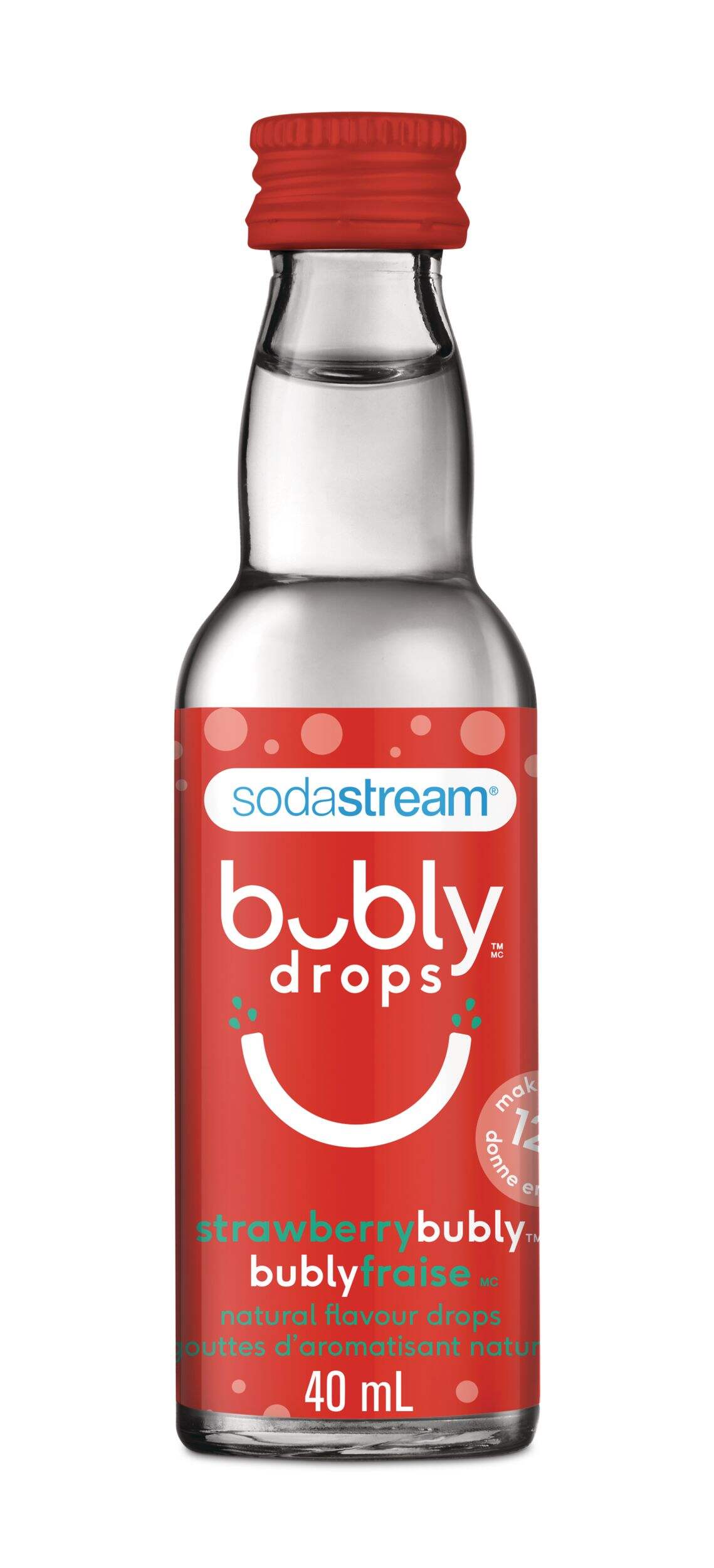 Concentré de saveur en gouttes SodaStream Bubly, fraise, 40&nbsp;mL Front_Flat
