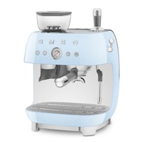 SMEG Espresso Coffee Machine with Grinder, Pastel Blue Front_Angled_Left