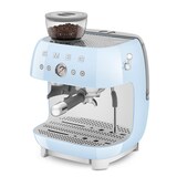 SMEG Espresso Coffee Machine with Grinder, Pastel Blue Front_Angled_Left