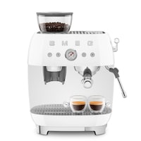 SMEG Espresso Coffee Machine with Integrated Grinder, White Front_Flat