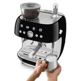 SMEG Espresso Coffee Machine with Integrated Grinder, Black Front_Angled_Left