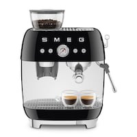 SMEG Espresso Coffee Machine with Integrated Grinder, Black Front_Flat