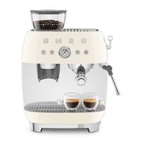 SMEG Espresso Coffee Machine with Integrated Grinder, Cream Front_Flat