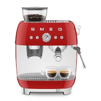 SMEG Espresso Coffee Machine with Integrated Grinder, Red Front_Elevated