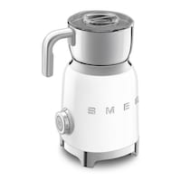 SMEG BPA-Free Electric Milk Frother with 2 Discs, White Front_Angled_Left