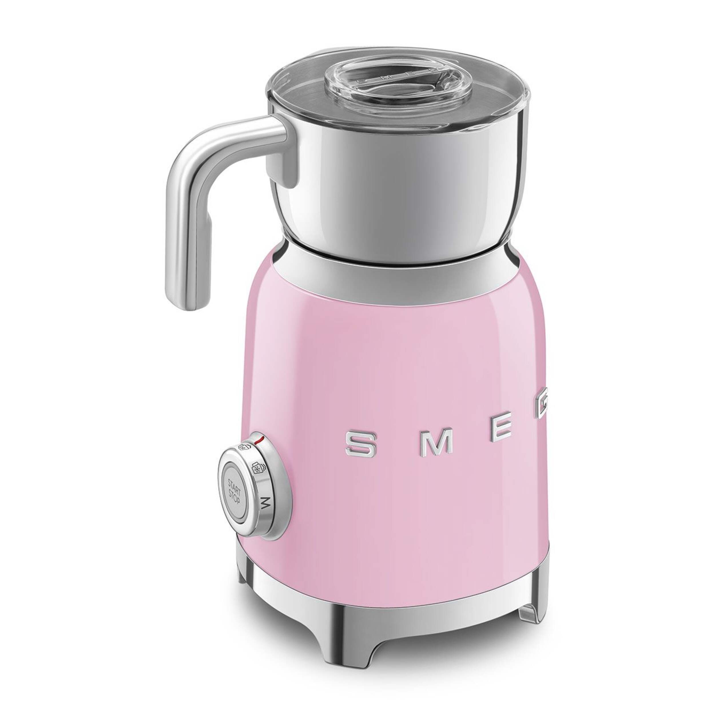 SMEG BPA-Free Electric Milk Frother with 2 Discs, Pink Front_Angled_Left