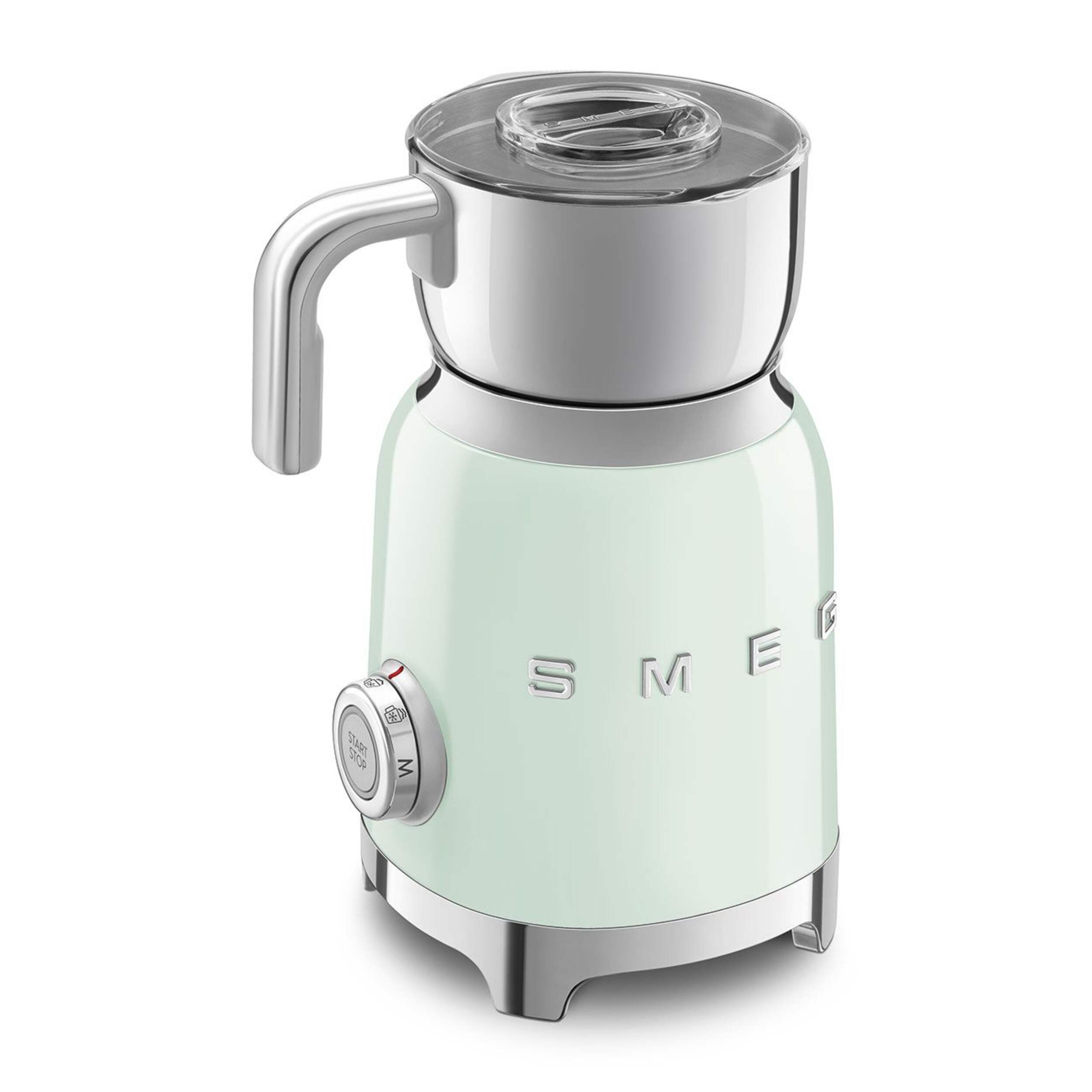 SMEG BPA-Free Electric Milk Frother with 2 Discs, Pastel Green Front_Angled_Left
