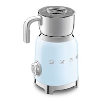 SMEG BPA-Free Electric Milk Frother with 2 Discs, Pastel Blue Front_Angled_Left