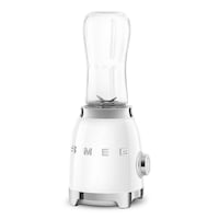 SMEG 300W Stainless Steel Personal Jar Blender, White Front_Angled_Right