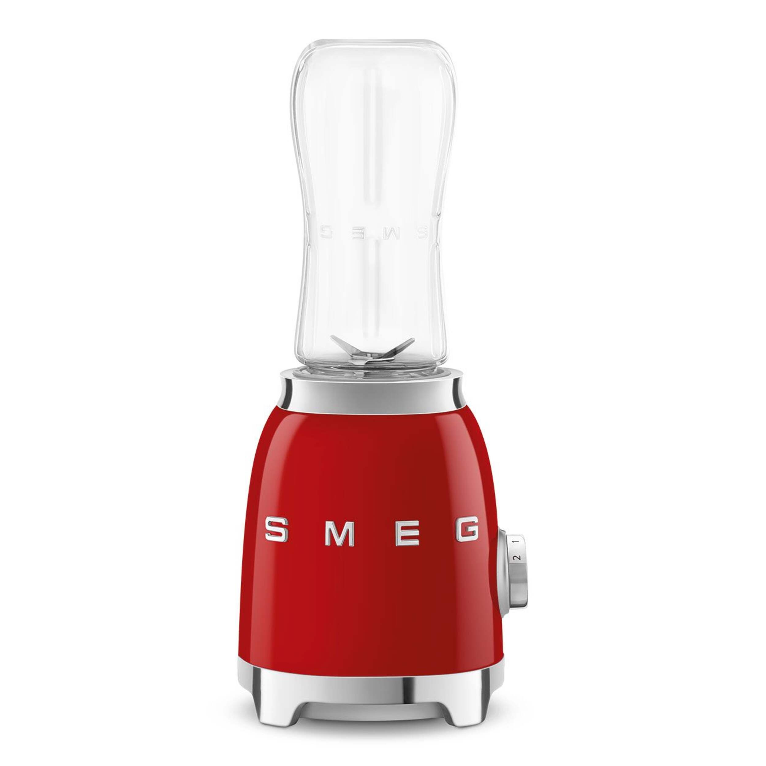 SMEG 300W Stainless Steel Personal Jar Blender, Red Front_Flat