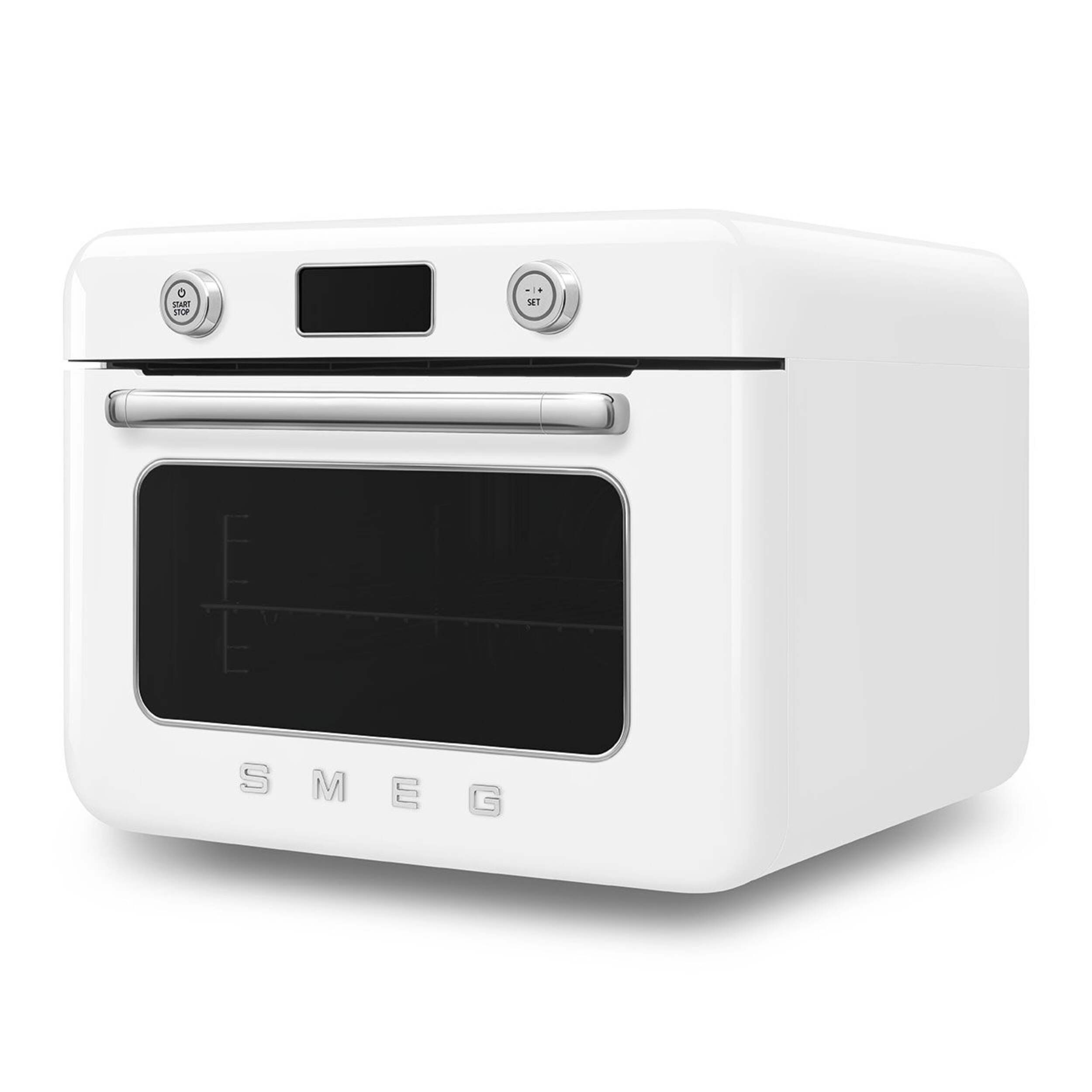 SMEG Combi Multifunction Steam Oven with Airfry, White Front_Angled_Left