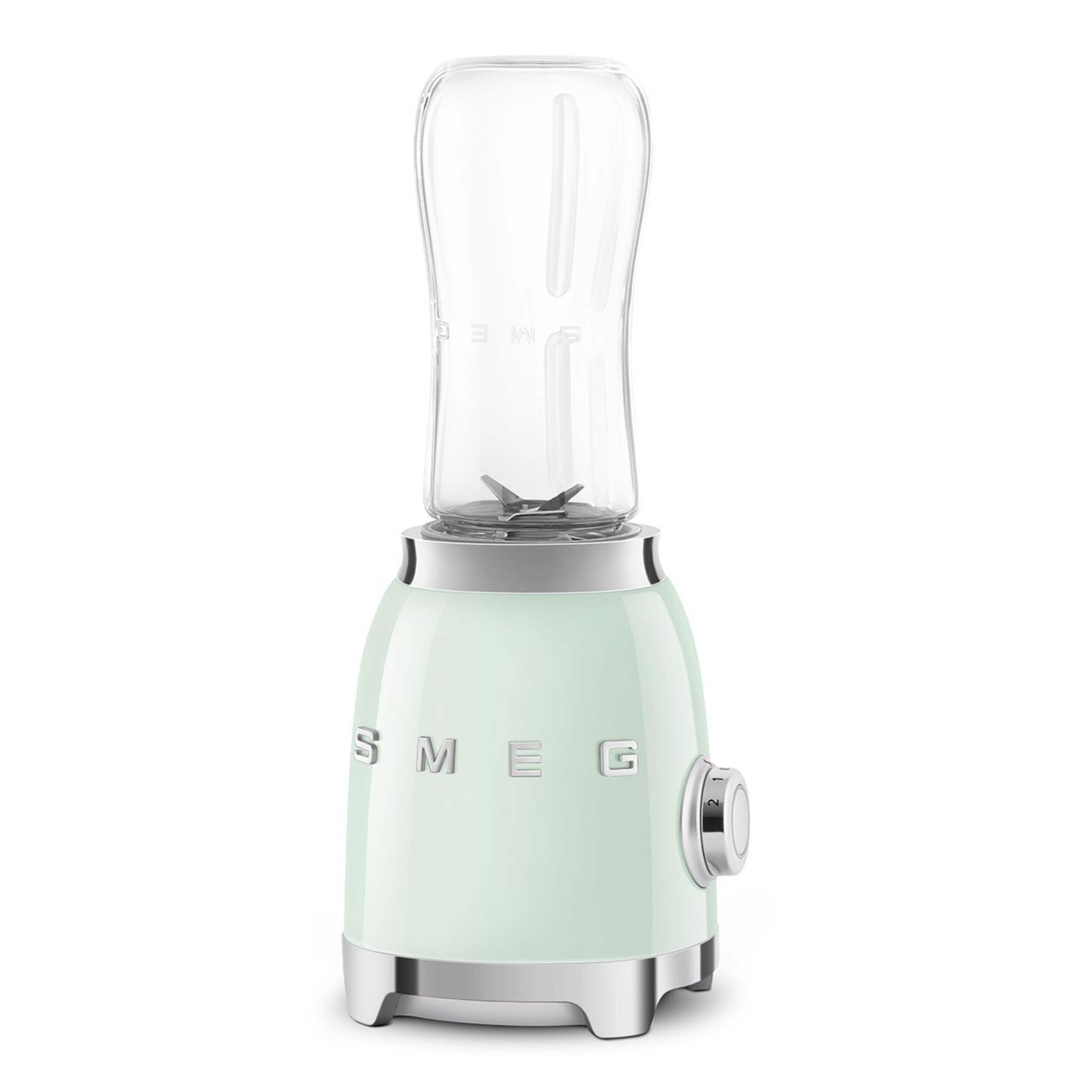 SMEG 300W Stainless Steel Personal Jar Blender, Pastel Green Front_Angled_Right