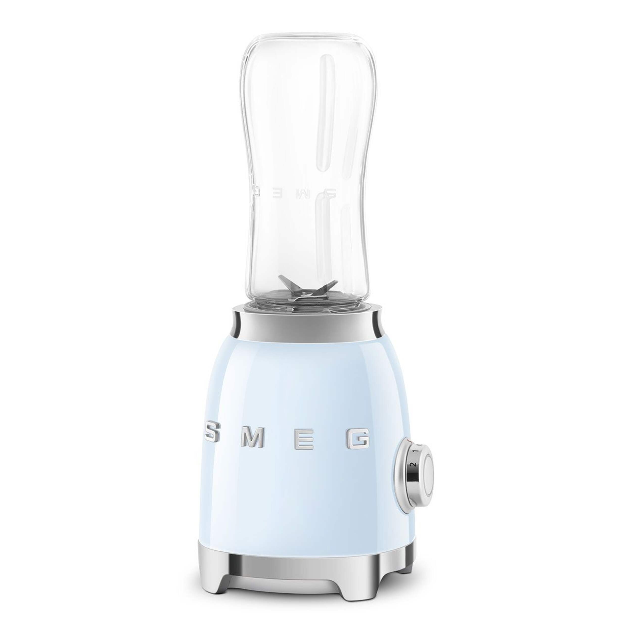 SMEG 300W Stainless Steel Personal Jar Blender, Pastel Blue Front_Angled_Right