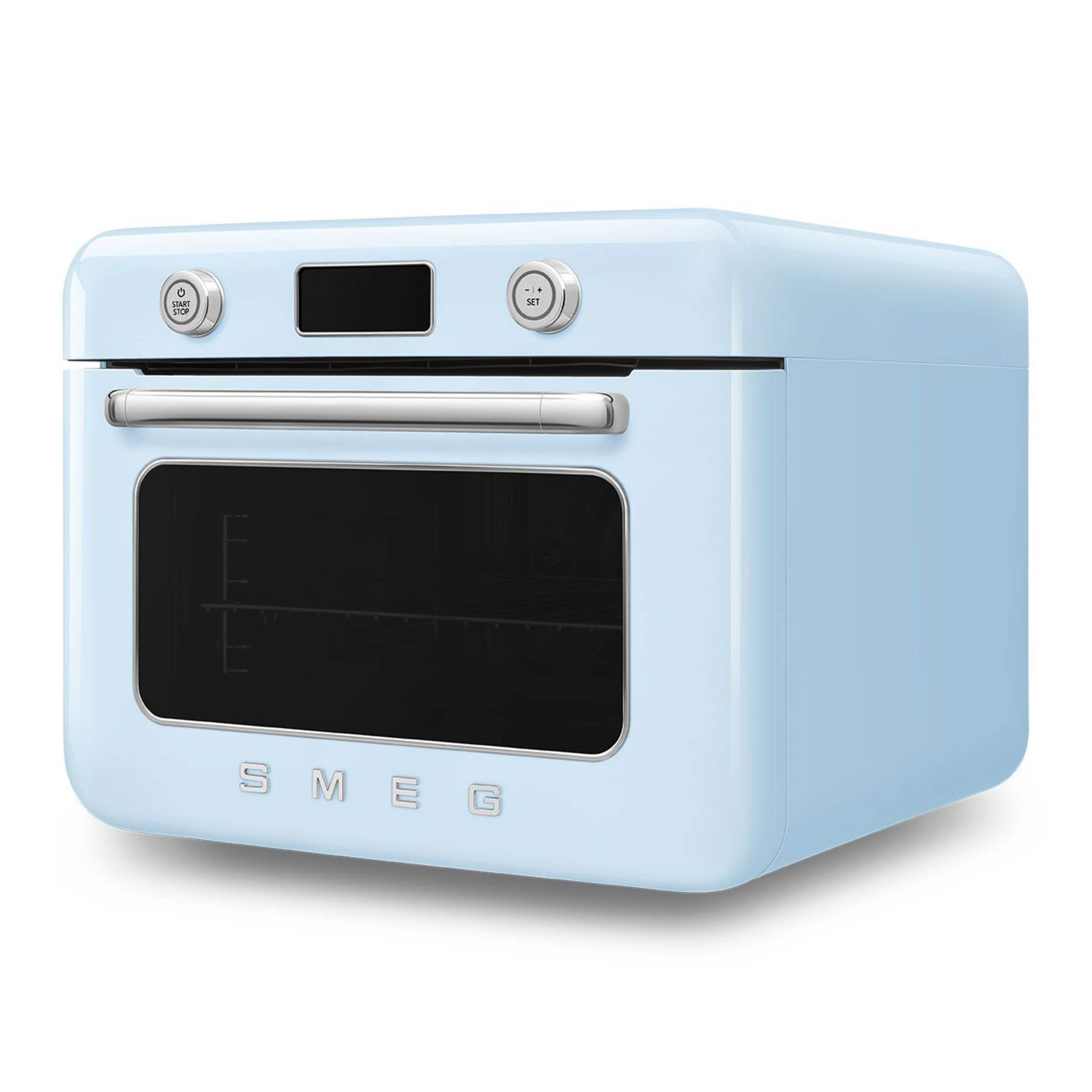 SMEG Combi Multifunction Steam Oven with Airfry, Pastel Blue Front_Angled_Left