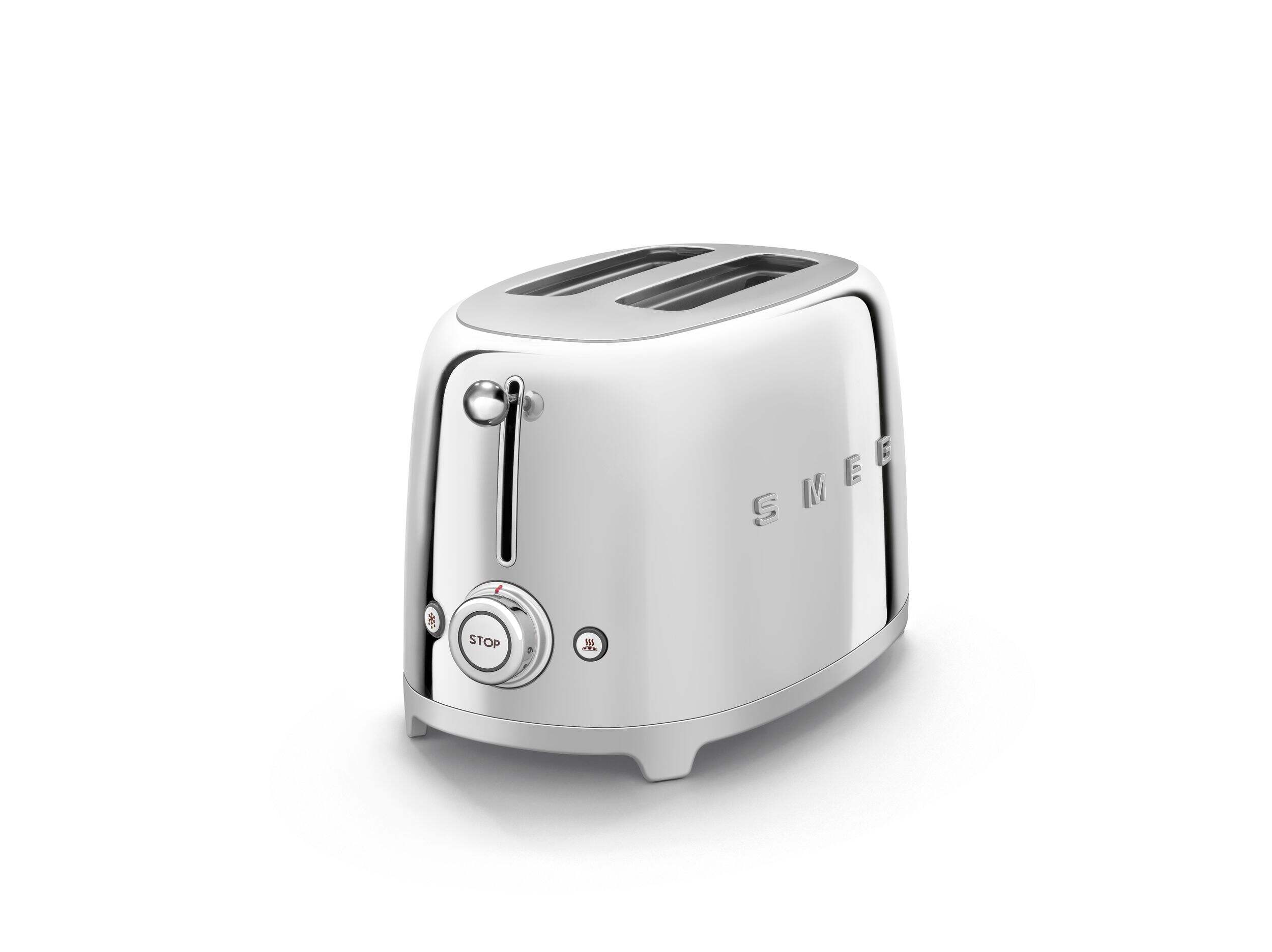 SMEG 2-Slice Traditional Toaster with Anti-Slip Feet, Steel Front_Three_Fourths_Angled_Left
