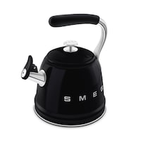 SMEG Traditional Stove Top Whistling Kettle, Black, 2.3-L Front_Angled_Left