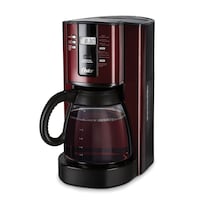 Oster® Programmable Coffee Maker, Red Stainless Steel, 12-Cup Front_Three_Fourths_Angled_Left