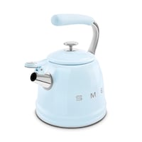SMEG Traditional Stove Top Whistling Kettle, Pastel Blue, 2.3-L Front_Angled_Left