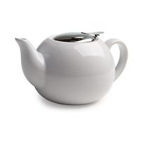 Primula Ceramic Teapot with Stainless Steel Infuser, 0.71-L, White