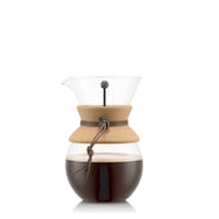 Bodum 8-Cup Glass Pour Over Coffee Maker with Stainless Steel Filter, Black