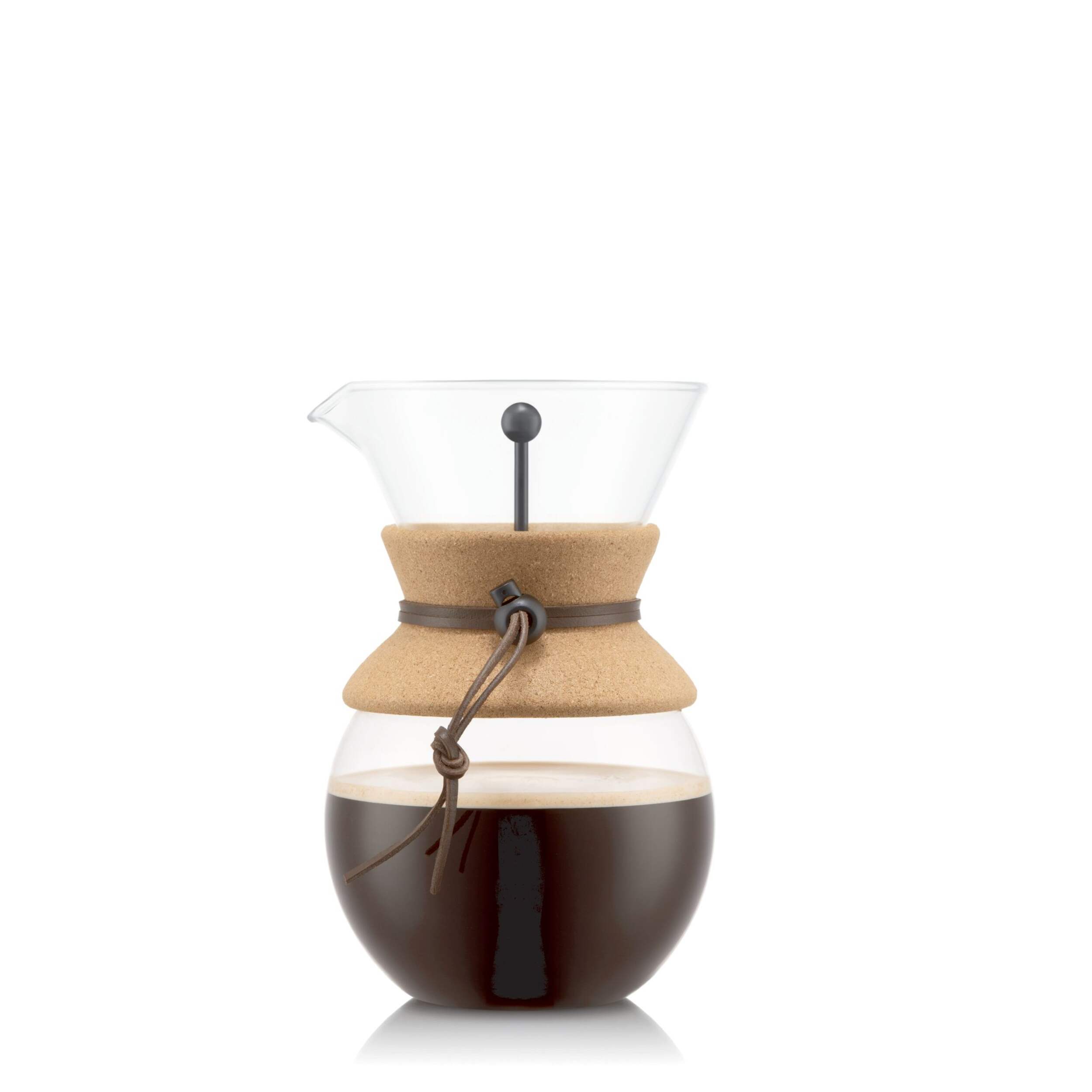 Bodum 8-Cup Glass Pour Over Coffee Maker with Stainless Steel Filter, Black Front_Flat