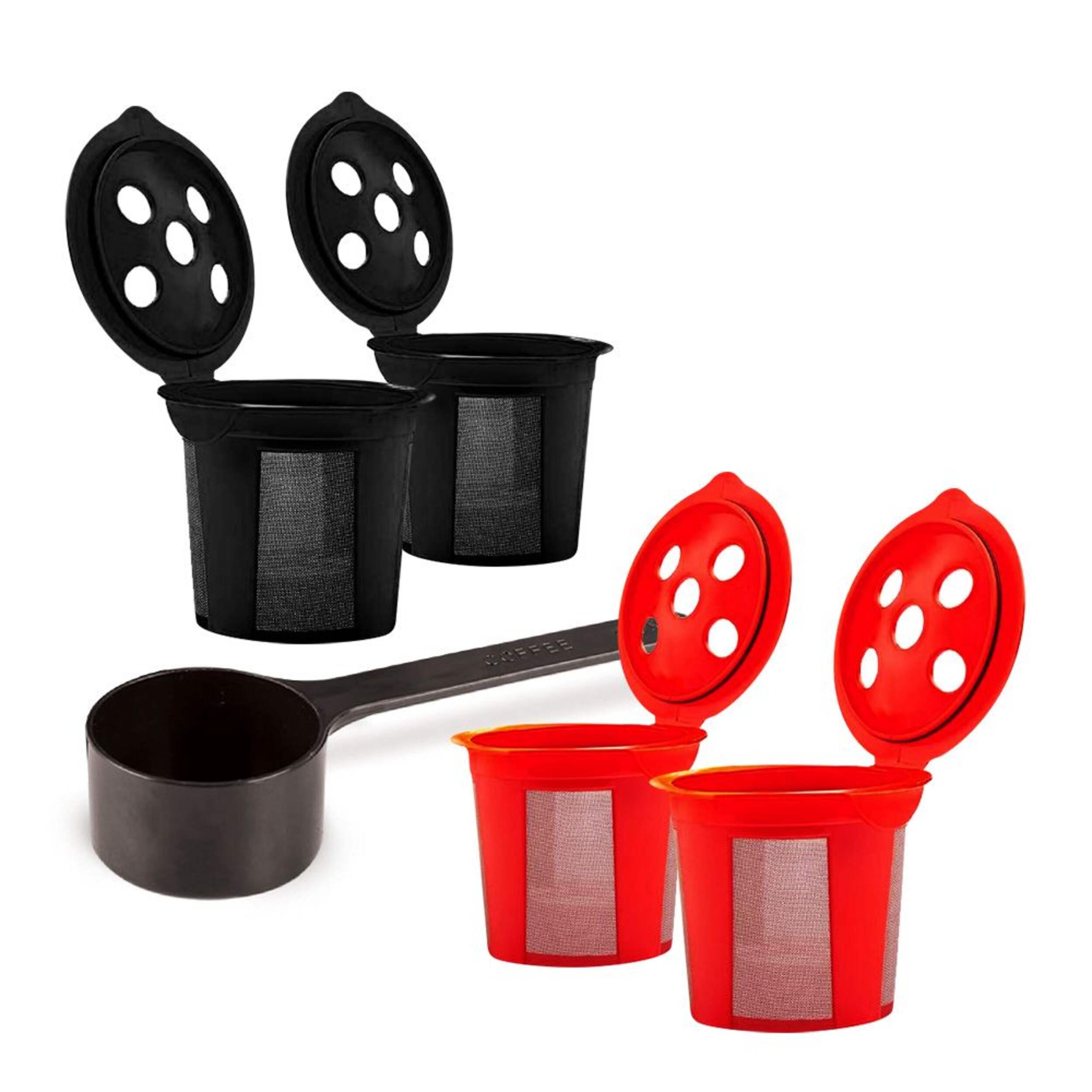 Home Spirit Multistream Single Serve Refillable/Reusable Coffee Pods, 5 Hole Design, for Keurig Smart Model Coffee Makers, 4-pk Front_Flat