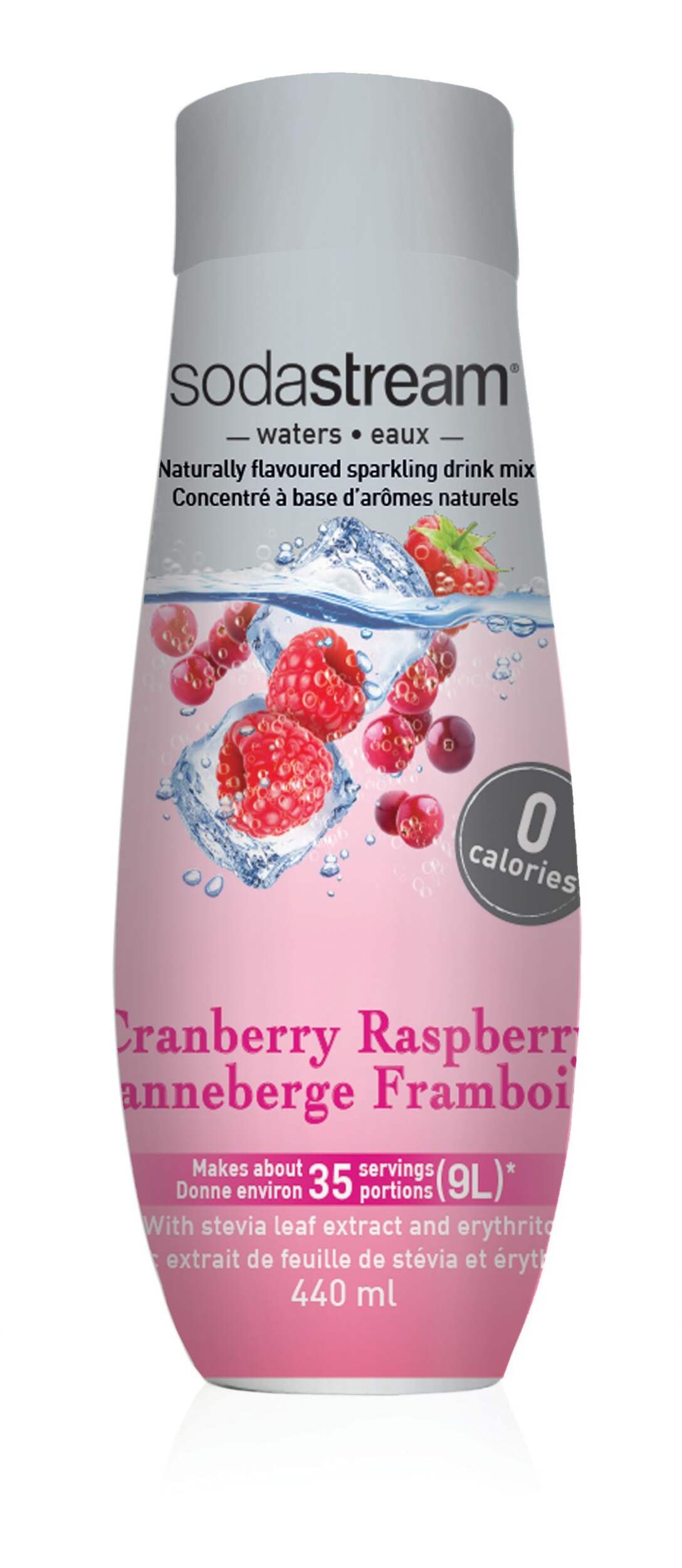 SodaStream Waters Zero Cranberry Raspberry Flavour Sparkling Drink Mix, 440mL Front_Flat